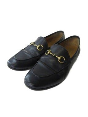 Gucci Bit Loafers Shoes Flat Leather Black